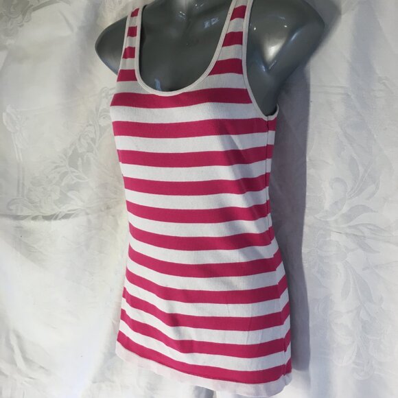 Old Navy Womens Hot Pink White Stripe Scoop-Neck Sleeveless Tank Top Size S - Picture 5 of 11